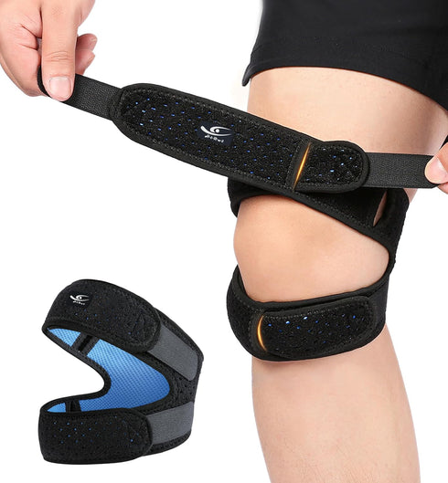 HiRui Dual Patella Knee Straps, Knee Brace Patella Stabilizer for Pain Relief, Adjustable for Running & Jumping