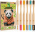 New Kids Bamboo Toothbrushes, 6 Pack, Organic Soft Bristle Biodegradable Children's Toothbrushes (Ages 3-12, Multicolor)