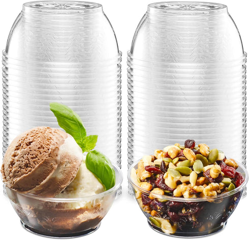 Clear Mini Plastic Bowls - 50 Pack, 6 Oz Disposable Premium Hard Plastic Dessert Bowls for Parties, Catering