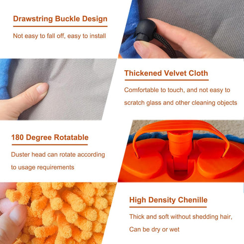 20 Feet High Reach Wall Duster, Chenille Microfiber Cleaning Head with 3-14 ft Spliceable Pole for Home & High Ceilings