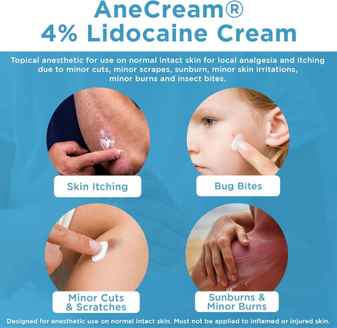 Focus Healh AneCream - Topical Lidocaine Cream 4% 30 Gram Tube