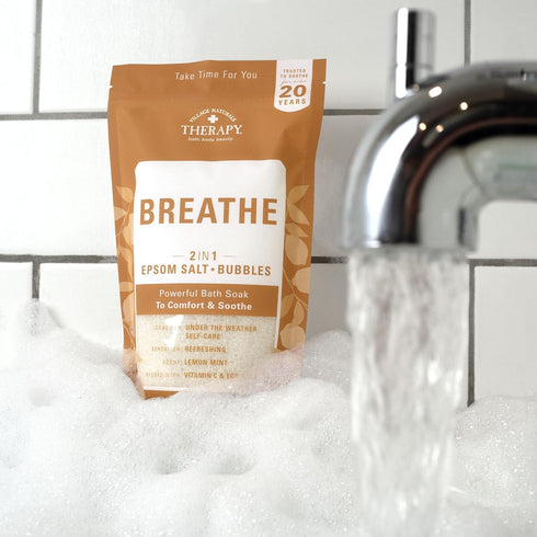 Village Naturals Breathe Foaming Body Soak, Epsom Salt, Essential Oils, 36 oz, Pack of 2