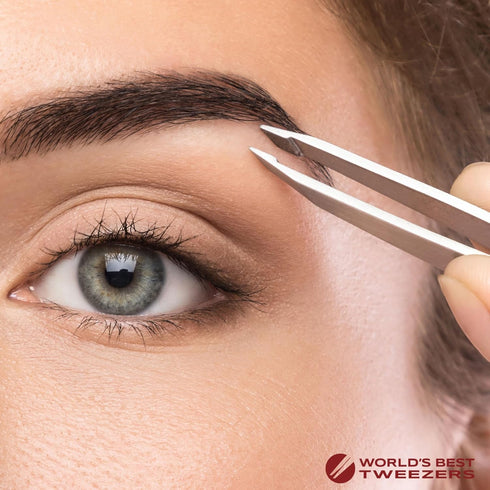 World's Best Diamond Tip Tweezers - Slant Precision Tool for Eyebrow, Facial & Ingrown Hair Removal