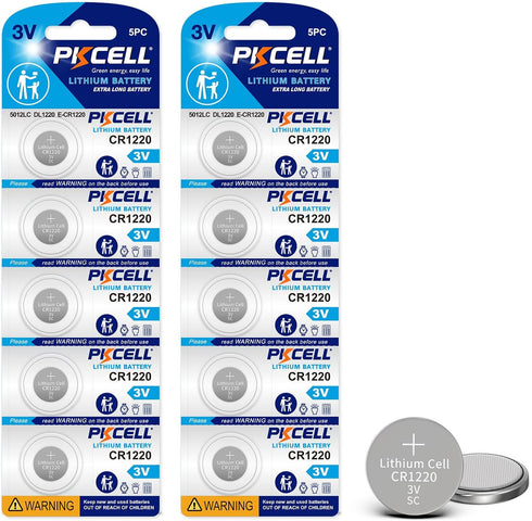 PKCELL CR1220 Battery 10-Pack CR1220 3V Lithium Battery (10 Count)