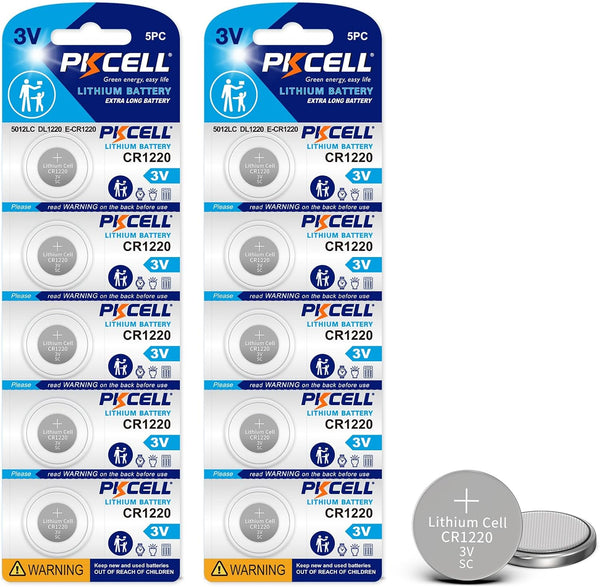 PKCELL CR1220 Battery 10-Pack CR1220 3V Lithium Battery (10 Count)