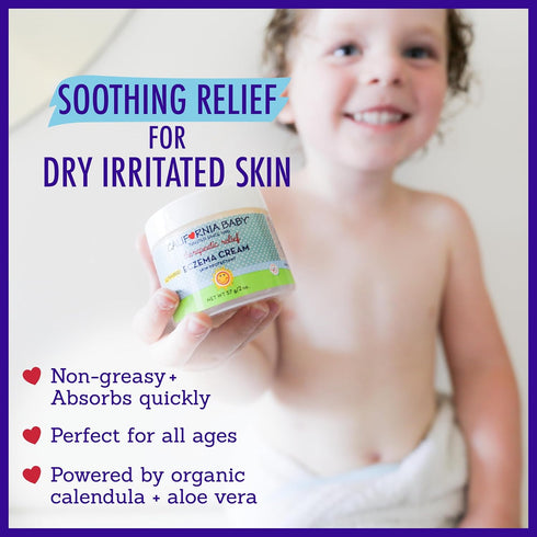 California Baby Eczema Cream, Steroid-Free Treatment, Colloidal Oatmeal + Aloe Vera, Soothing Lotion for Kids & Adults