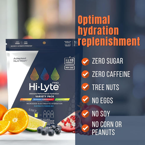Hi-Lyte Pro Hydration Packets | 15 Individual Drink Packets | Variety Pack Flavored Electrolyte Powder | Sugar-Free,