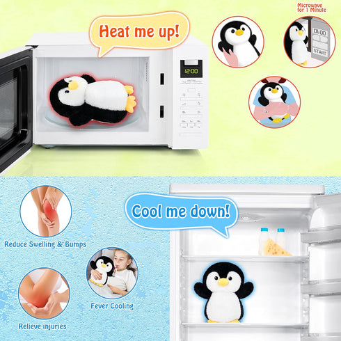 Pad-1.2lb Penguin Microwavable Heating Heating Pads for Cramps &Period Pain Relief for Women & Kids,Soft Pillow Plush