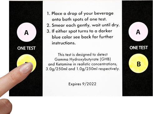 TEST MY DRINK 10 20 Strips - Tests. Test Your Drink or Beverage. Escape Drink Spiking. Detect GHB or KETA Using The