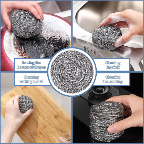 Stainless Steel Scrubber, Scrubbing Scouring Pad, Magic Eraser Sponges for Cleaning Pots, Pans, and Broiler Racks