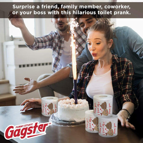 Romantic Toilet Paper Roll by Gagster - 3 Ply Funny Novelty Gag TP - 200 Sheets for Birthday, Valentine's Day Gift
