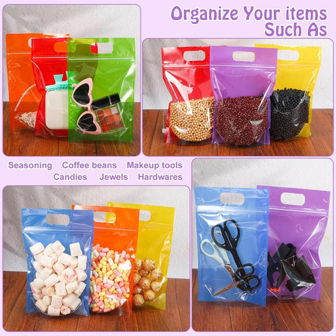 Sinload 120 (Clear,4.7 7.9 Inch) Pcs Plastic Gift Bag Bulk Resealable Party Goodie Bag with Clear Window Color Favor