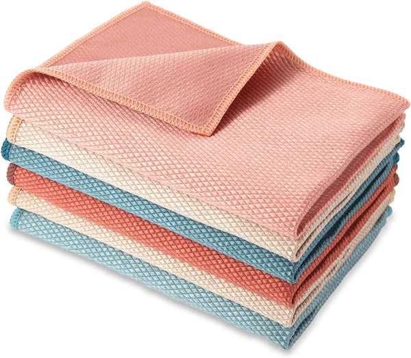 Miracle Reusable Microfibre Cleaning Cloths, 6 Count for Glasses, Windows, Dishes, Car Interior, Lint Free, Various