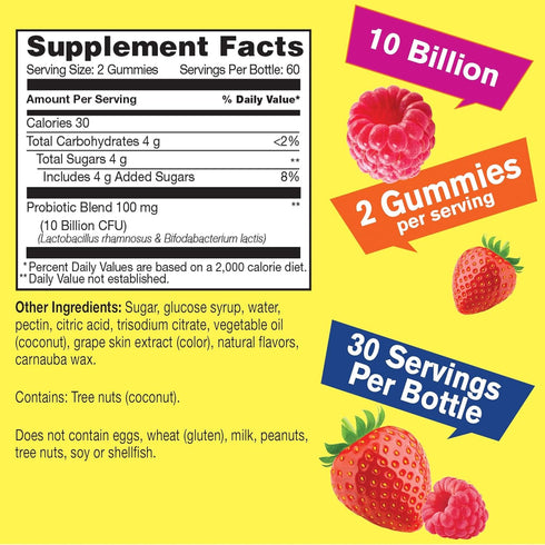 Probiotics for Women Gummies - 10 Billion CFU - for Digestive Support, Gut Health, and Feminine Health Support - Natural Sourced Flavors - Vegan, Delayed Release Womens Probiotic - 60 Gummies