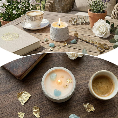 LUXE COVE 200g) Scented Candle, Soy Candle, Non-Toxic Aroma Candles, White Musk Scented, Aquamarine Crystal, Best