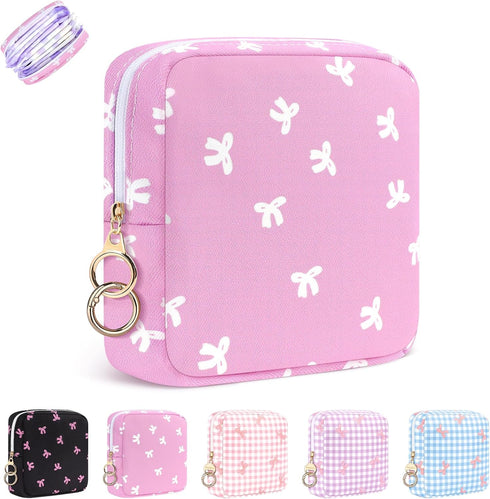 Period Bag for Teen Girls, Canvas Sanitary Napkin Storage Bag with Zipper,