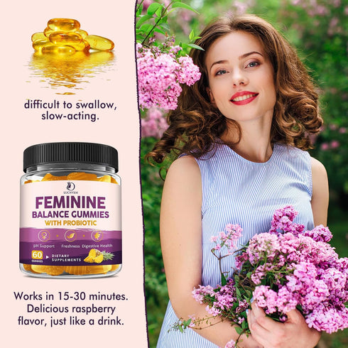 Gummies Feminine Balance Probiotic for Women Support Vaginal Health, pH Balance, Freshness & Digestive Health