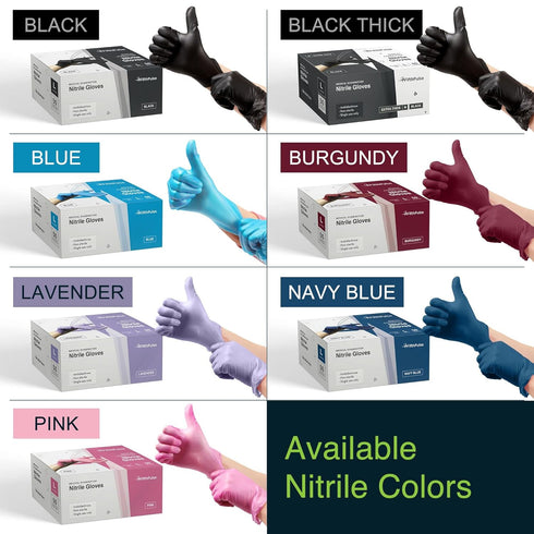 FifthPulse Black Nitrile Medical Gloves, Medium 100 Count Surgical Grade Latex Free Disposable Gloves