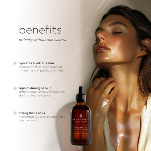 Measurable Difference Argan Oil Face Instant Moisturizer, 4oz, Daily Nourishment for All Skin Types