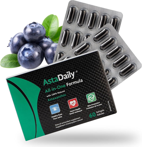 Astaxanthin 6mg Supplements with Lutein Omega 3 Resveratrol for Eye, Heart & Skin Health, 60 Softgel Individual Packed