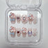Thick Handmade Gel Press on Nails, Long Square Bling Pearl Cute Bow Rhinestone Kawaii Fake Nails Kit, Size M, 10 Nails