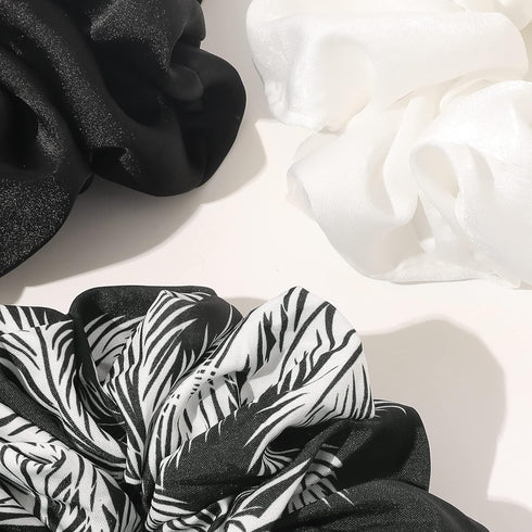 Scrunchies Hair Ties for Women - Big Silk Satin Jumbo Oversized Scrunchy Pack of 4 for Thick Hair, Decoration Hair