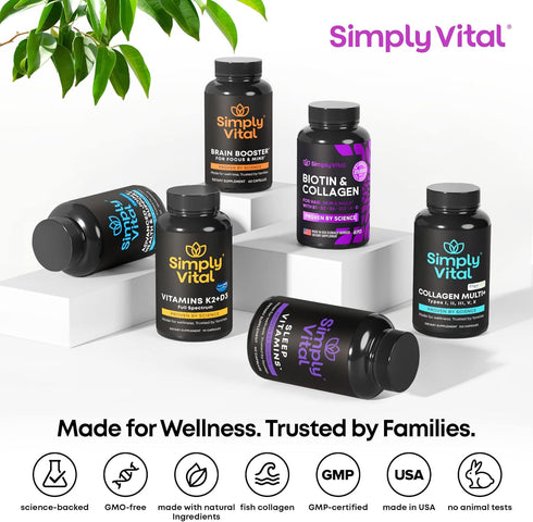 Biotin Vitamins 5000mcg for Hair, Skin & Nails with Marine Collagen Peptides & B Complex, 60 Caps