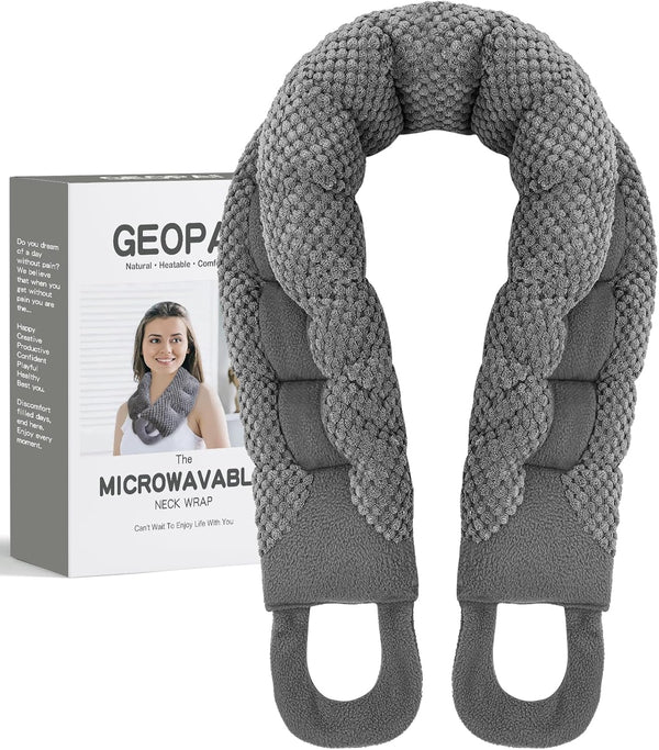 Microwavable Heating Pad for Neck and Shoulders - 33 * 6" Extra Long Weighted Moist Heat Pack for Pain Relief