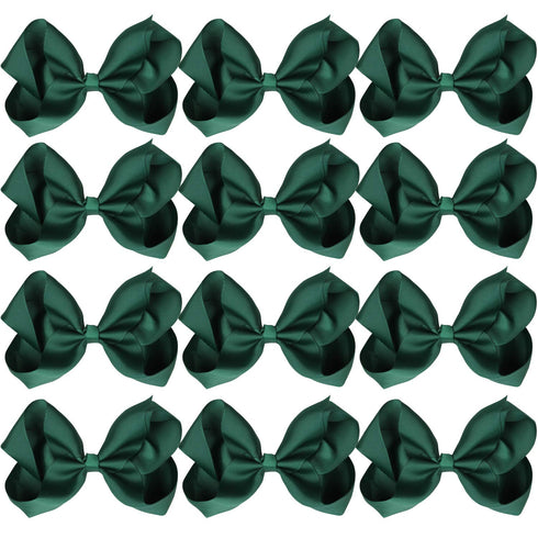 Large Boutique Hair Bows 6 Inch Cheerleading Cheerleader Cheer Bow Alligator Clips (Forest Green)