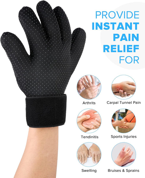 Full Finger Arthritis Ice Glove, Touch Screen Hand Ice Pack for Carpal Tunnel, Cold & Heat Therapy Pack of ONE