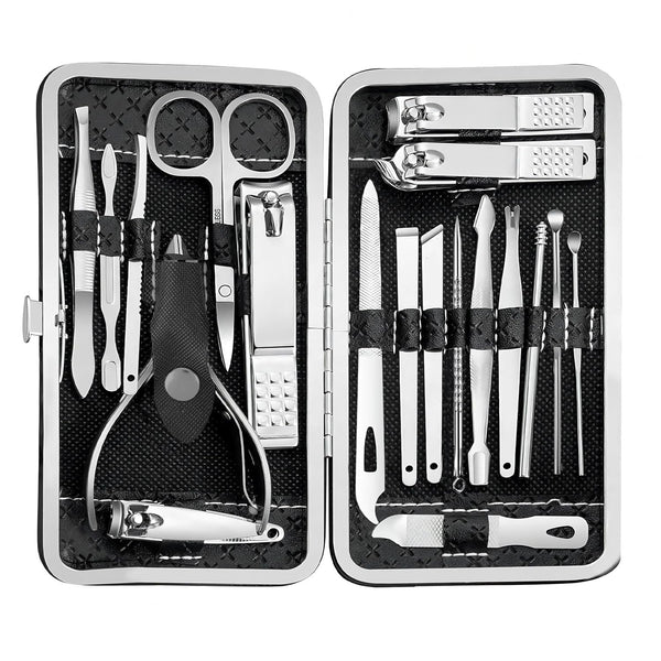Manicure Set - 19 in 1 Professional Nail Clippers, Pedicure Kit, Stainless Steel Facial Grooming Set Gift for Women