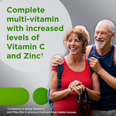 Centrum Silver Multivitamin for Adults 50 Plus, Vitamin D3, B-Vitamins, Gluten Free, 125 Ct Supplement for Memory