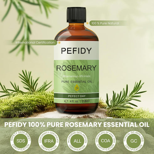 PEFIDY 4 Oz/118ML 100% Rosemary Essential Oil Fl Natural Rosemary Oil for Hair, Scalp Aromatherapy,Soap Making