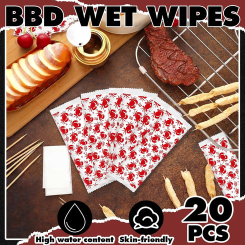 Siifert 250 Summer Pcs Crab Wet Wipes Bulk Barbecue Hand Wipes Individually Disposable Cleaning Wrapped Hands Grill