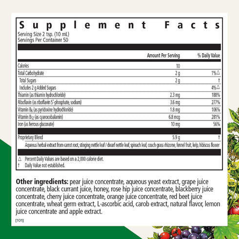 Floradix by Salus Iron & Herbs, Liquid Herbal Supplement for Energy Support, 17 oz