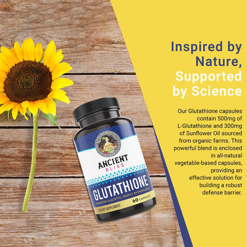 Ancient Bliss S-Acetyl Glutathione Supplement - Cellular Antioxidant & Immune Support for Men & Women, 60 Capsules
