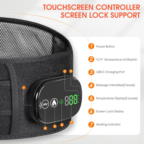 YUANBO 3 3 Heated Lower Back Massager with Heating & Vibration Modes, Cordless Heating Pad for Back, Heated Back Brace