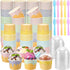 Jingmore 240 Set 6oz Ice Cream Paper Cups with Lids and Spoons, Disposable