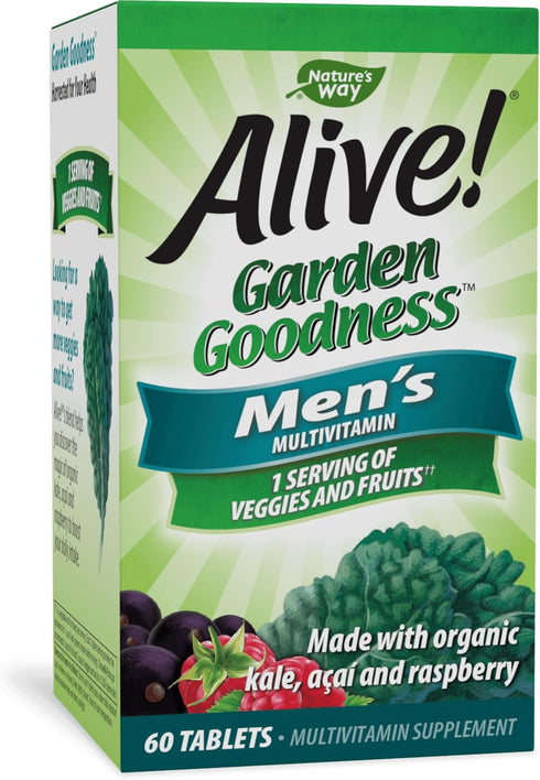 Nature's Way Alive! Garden Goodness Men's Multivitamin - 60 Tablets with High Potency B-Vitamins