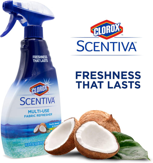 Clorox Scentiva Multi-Use Fabric Refresher Spray | 16.9 Ounces Fabric Freshener for Closets, Upholstery, Curtains,