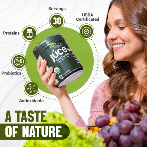 SG7 Sports Protein Greens - Organic Plant Based Protein Green Juice Powder, Mixed Berry Flavor, 30 Servings