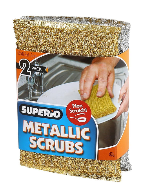 Superio Gold and Silver Kitchen Sponge Scrubber, Heavy Duty Non-Scratch, Kosher, Pack of 12 for Sink and Dish Washing
