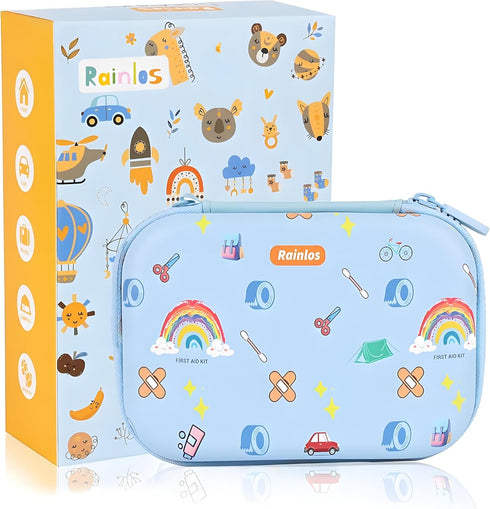 RAINLOS Small-First-Aid-Kit-for-Home-Car-Travel-Camping-Hiking-Kids, Mini Cute Portable Medical Emergency Kits Fits into a Purse, Diaper