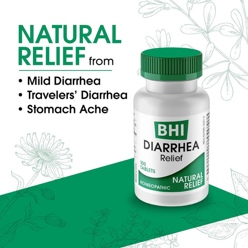 MediNatura BHI Diarrhea Relief, 100 Tablets - Fast-Acting Natural Remedy for Mild Diarrhea