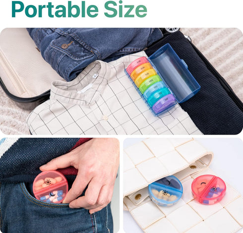 Sukuos Large Weekly Pill Organizer, 2 Times a Day Daily Pill Box 7 Day Easy to Open with Double Protection, AM PM (Blue)