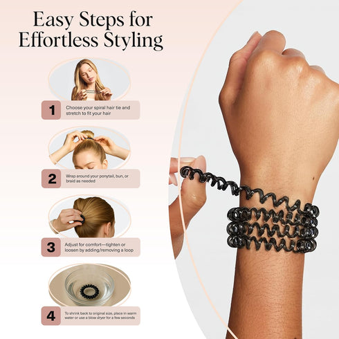 Kitsch Spiral Hair Ties for Women, 8 pcs, No Crease Hair Tie, Coil Hair Ties for Thick and Thin Hair, No Damage