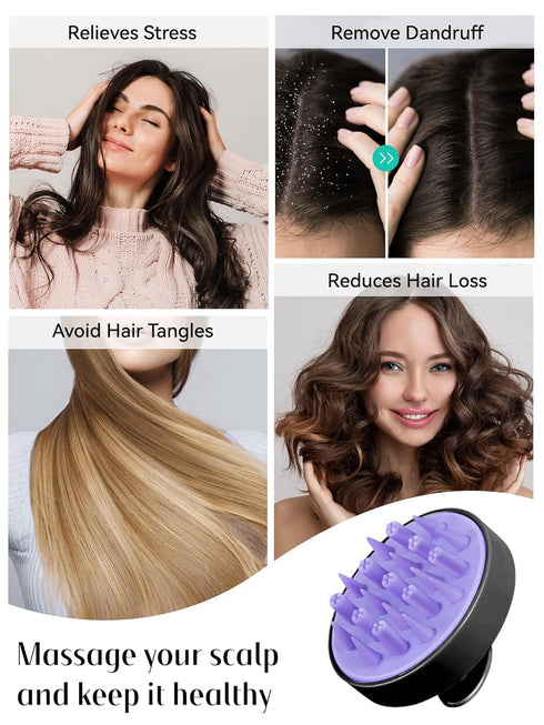 HEETA Hair Scalp Massager Brush, Updated Hair Shampoo Brush with Soft Silicone Bristles for All Hair Types (Black)