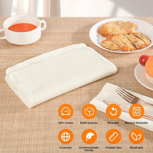 20 Pcs Kitchen Reusable Paper Towels, 100% Cotton Cleaning Cloth, 10"x12" Flat Waffle Dish Cloth for Drying
