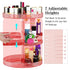Pink 360 Makeup Organizer Carousel, Large 7 Layers Acrylic Make Up Organizer for Vanity, Fits Makeup Brushes,