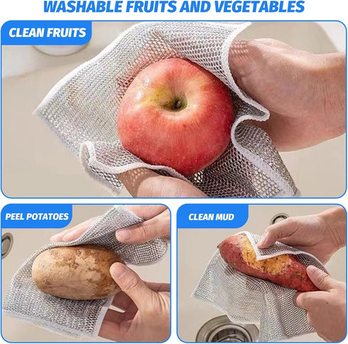 6 Pcs Multipurpose Wire Dishwashing Rags, Non-Scratch Wire Dishcloth for Scrubbing and Cleaning Dishes, Pots
